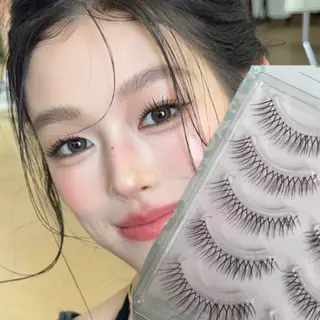 5 คู่ขนตาปลอมก้านโปร่งใส V-รูปมังงะตาธรรมชาติ Wispy สไตล์เกาหลี Lash Extension