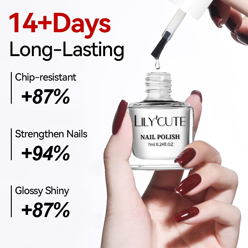 LILYCUTE ฐาน Top Coat ยาทาเล็บ Clear Shine Nail Care ติดทนนานเล็บเคลือบเงาอุปกรณ์ 7ml - รูปที่ 4
