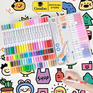 12/24/36/48/60/80/120 สี ปากกาวาดภาพ 2 หัว สีสันสดใส หัวนุ่ม-หัวแข็ง ระบายสีลื่นไหล ไม่ขาดตอน สำหรับเด็กและผู้ใหญ่ ใช้งานง่าย ส่งฟรี