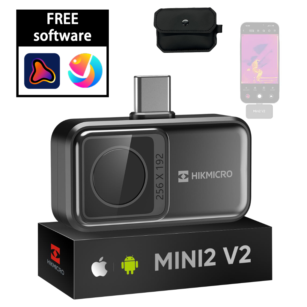 HIKMICRO Mini2 V2 กล้องความร้อน Android/iOS, 256x192 IR, 512x384 SuperIR, 25Hz, ไม่มีแบตเตอรี่