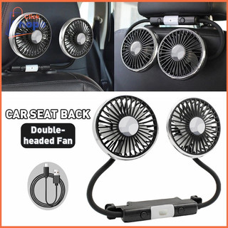 CLICK SHOPE Dual Head Car Fan USB Car Rear Fan 360 Degrees 3 Speed Wind Speed Car Rear Seat Fan