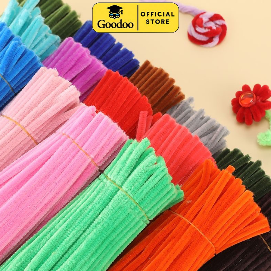 ลวดกำมะหยี่ DIY 100 ชิ้น 8 มิล ลวดกํามะหยี่ขนฟู เส้นขนฟู ลวดกำมะหยี่หนาพิเศษ คละสี สีพาสเทล สีสันสดใ