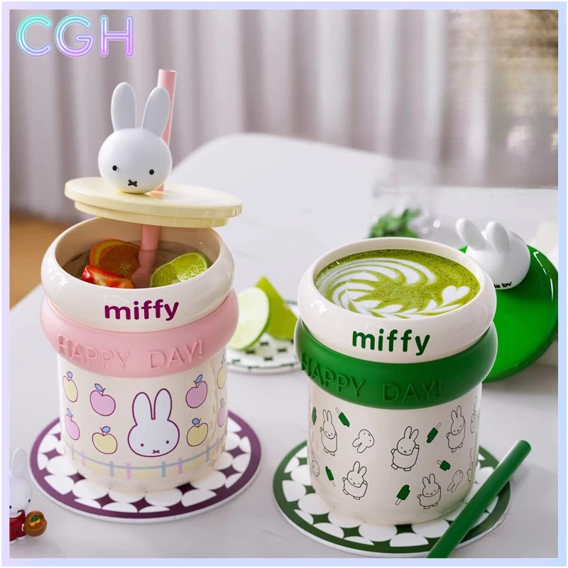 CGH แก้ว miffy มิฟฟี่ เซรามิค แก้วใส่กาแฟ ถ้วยกาแฟ กิฟต์ ถ้วยน่ารัก ถ้วยมีฝาปิด