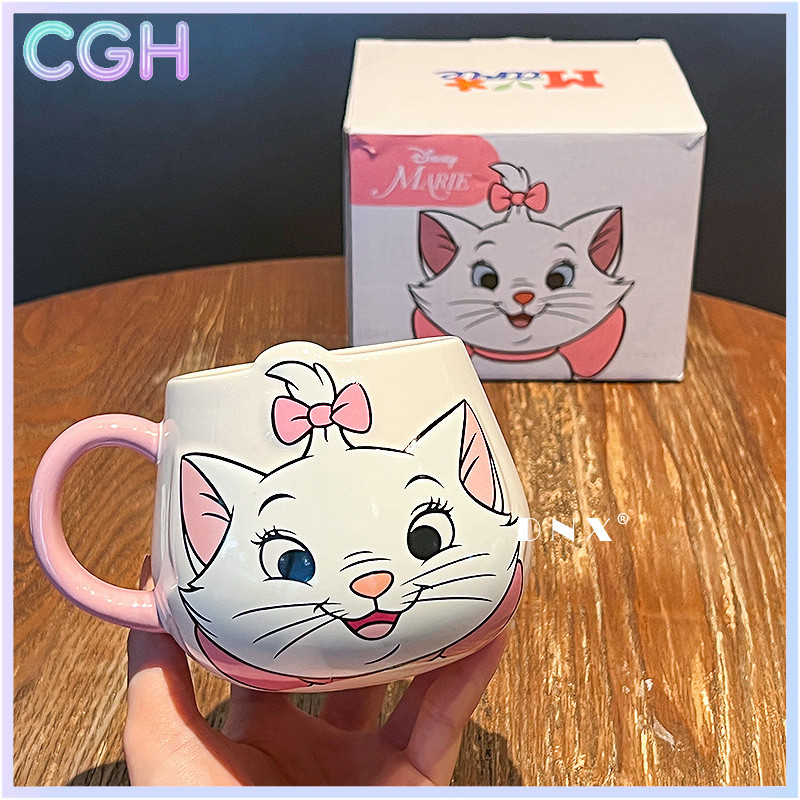 CGH แก้วกาแฟเซรามิกการ์ตูนขนาด 530 มล. ของขวัญสร้างสรรค์สำหรับผู้หญิง งานเลี้ยงวันเกิด ของที่ระลึกธุรกิจ พร้อมกล่องสี แก้วกาแฟแมว แมรี
