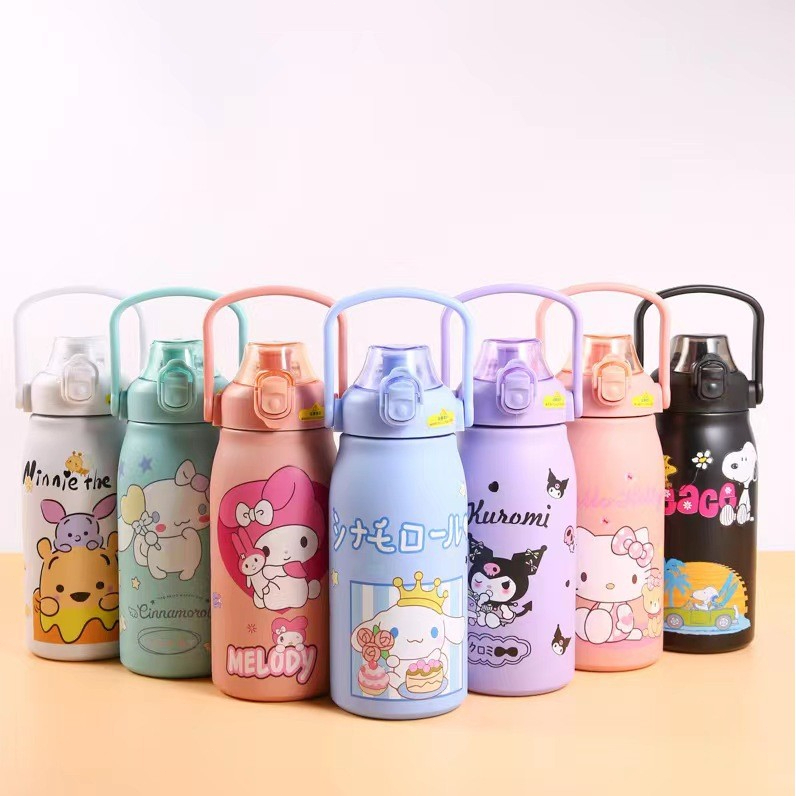 การ์ตูนยอดนิยม Sanrio Kuromi Straw Cup Round Portable Insulated New 316 tumbler vacuum car