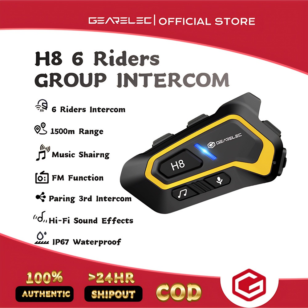 GEARELEC H8 หมวกกันน็อคบลูทูธ บลูทูธ 5.3 กันน้ำ IP67 ลดเสียงรบกวนอัจฉริยะ CVC&DSP แบ่งปันเพลง เอฟเฟก