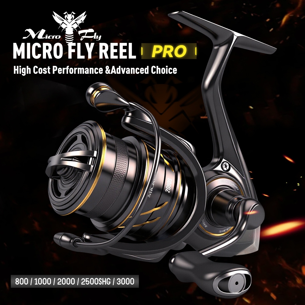 Kingdom MICRO FLY SPINNING Fishing Reel 800 1000 2000 2500SHG 3000 160g 5.2:1/6.2:1 อัตราส่วนความเร็ว 8 + 1 เบอร์แบริ่งไนลอน Spool Jigging Reel ตกปลา Ultralight SPINNING Reels