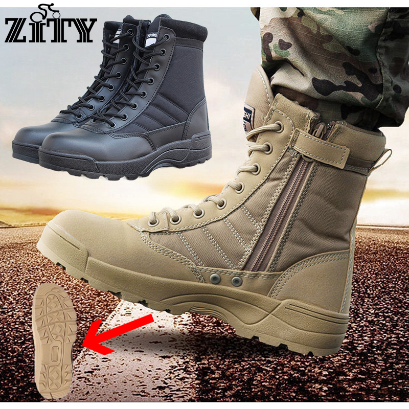 ZITY รองเท้ายุทธวิธีซิปด้านข้าง SWAT ยุทธวิธี Combat เดินป่า Camping รองเท้า