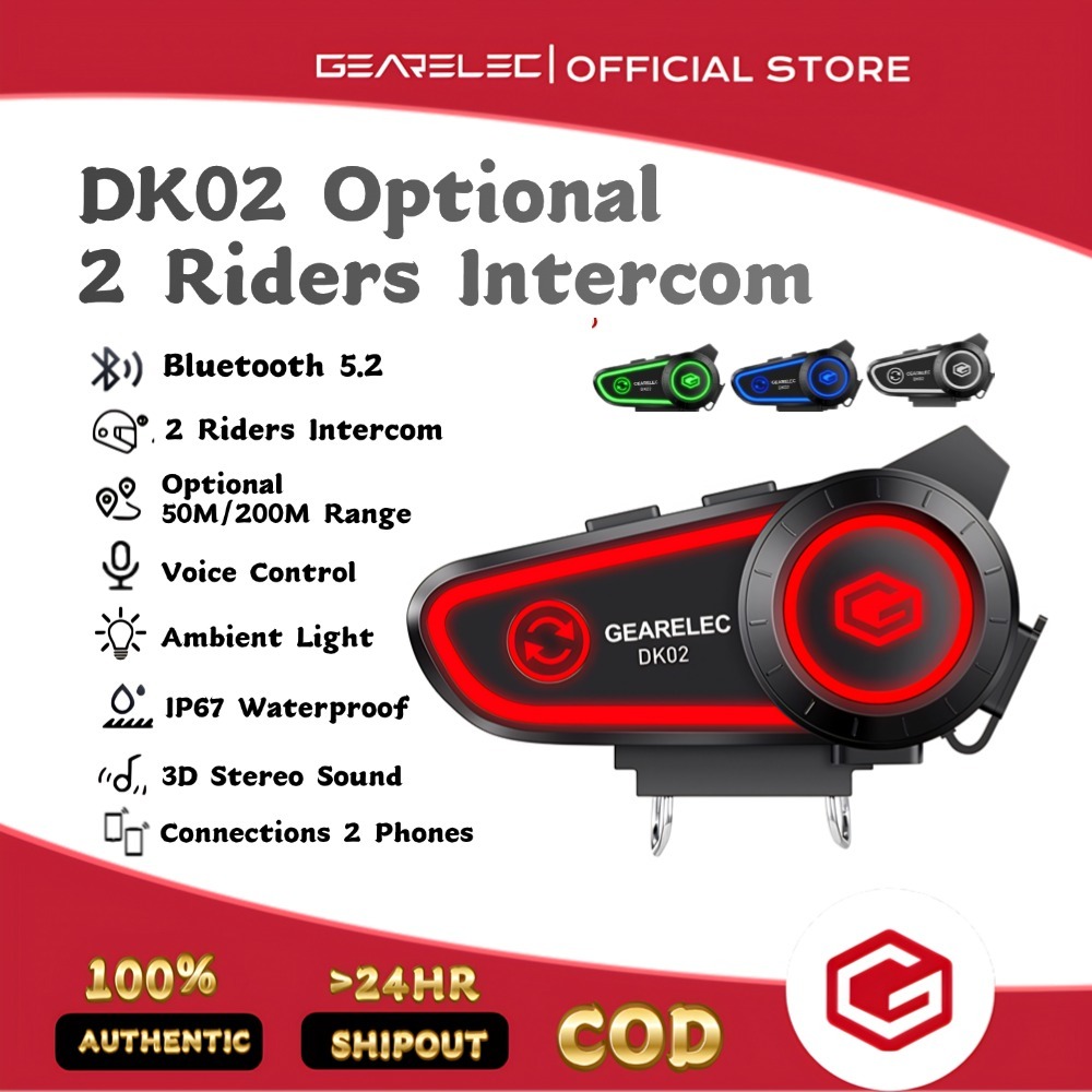 GEARELEC DK02 หมวกกันน็อคบลูทูธ บลูทูธ 5.2 กันน้ํา IPX7 แฮนด์ฟรี อินเตอร์คอม 2800mah ชุดหูฟังหมวกกัน