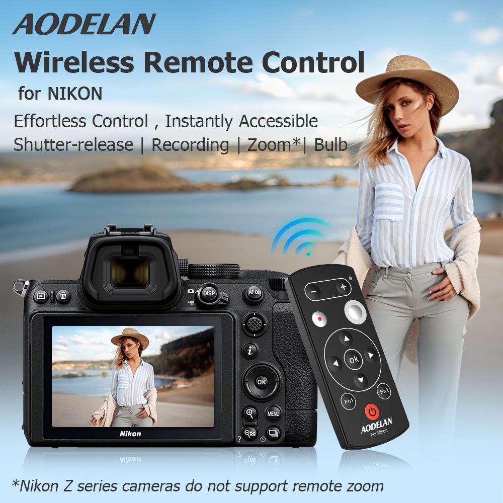 AODELAN กล้องไร้สายรีโมทคอนโทรลชัตเตอร์ระยะไกลสําหรับ Nikon Z50, P1000, B600, A1000, P950; เปลี่ยน N