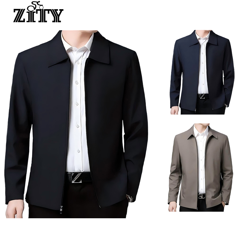 ZITY ความมีตัวตน เสื้อแจ็คเก็ตปกยอดแหลมหรูหราสําหรับผู้ชาย สไตล์สูททางการปกแมนดารินใส่ทํางานหรือโอกาสสบายๆ