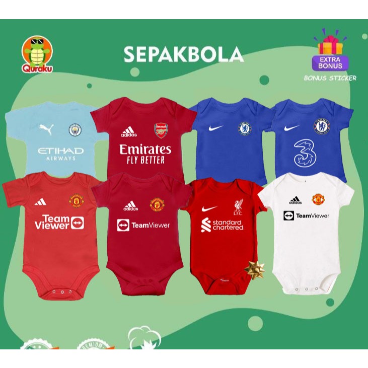 เสื้อผ้าเด็กบอดี้สูทจัมเปอร์ชุดจั๊มสูทเด็กฟุตบอลพิมพ์ลีกย์ MU City Chelsea Liverpool Arsenal น่ารักสําหรับทารกแรกเกิด 0-6 6-12 เดือน HEXI