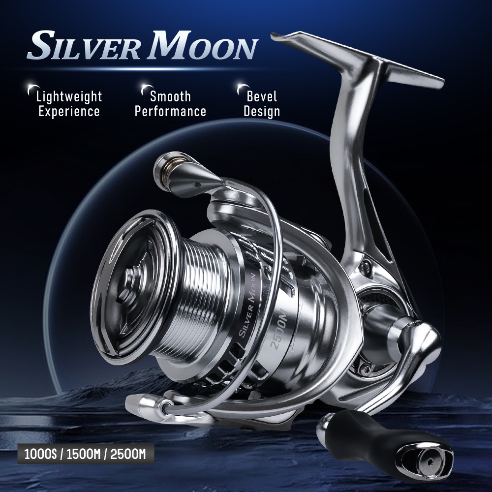Kingdom SILVER MOON Spinning Fishing Reel 1000 1500 2500 161g 5.2:1 อัตราส่วนความเร็ว 8+1 No.bearing