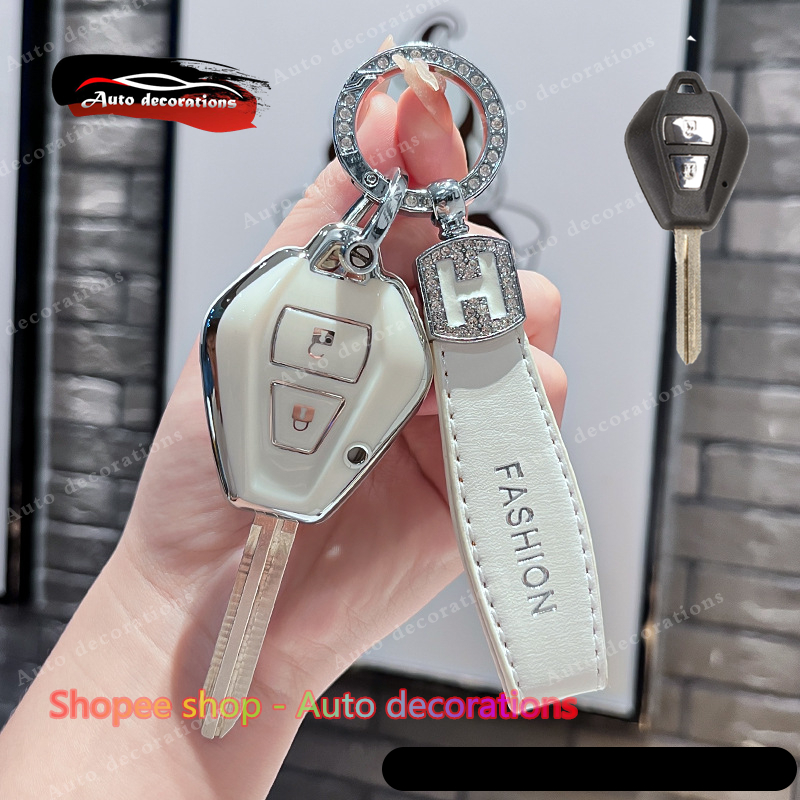 เคสใส่กุญแจรถสำหรับ ISUZU ปี 2007-2011 พร้อมสายคล้องกุญแจกันหาย ดีไซน์โบว์ เหมาะสำหรับผู้หญิง
