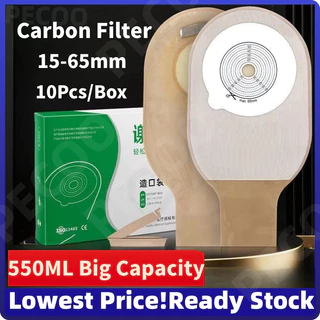 10pcs Colostomy กระเป๋า 15-65 มม.ตัดขนาด Beige ด้านข้าง Drainable one-single ระบบ Ostomy กระเป๋า 550ml ความจุขนาดใหญ่ Stoma กระเป๋า 2 คลิป