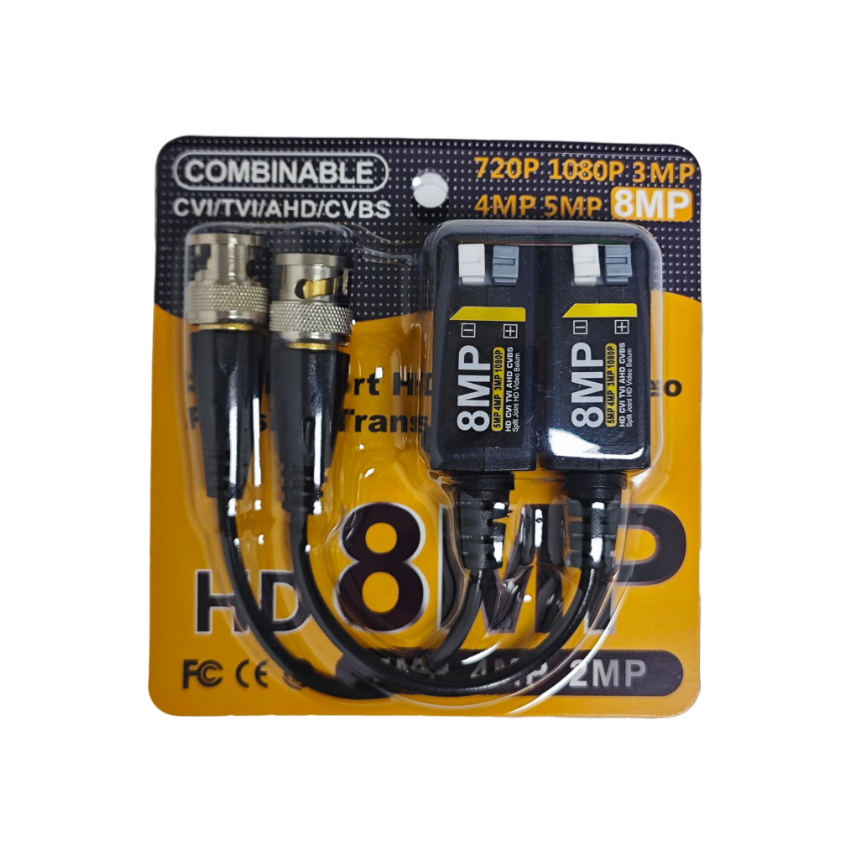 [8MP] กล้องวงจรปิด Video Balun Passive to Passive | ไม่มีไฟต้องการ | ระยะระยะ 400ม | รองรับ AHD/CVI/