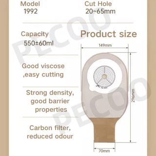 10pcs Colostomy กระเป๋า 15-65 มม.ตัดขนาด Beige ด้านข้าง Drainable one-single ระบบ Ostomy กระเป๋า 550ml ความจุขนาดใหญ่ Stoma กระเป๋า 2 คลิป