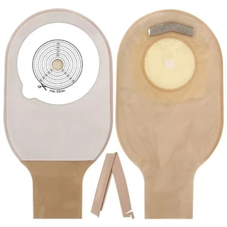 10pcs Colostomy กระเป๋า 15-65 มม.ตัดขนาด Beige ด้านข้าง Drainable one-single ระบบ Ostomy กระเป๋า 550ml ความจุขนาดใหญ่ Stoma กระเป๋า 2 คลิป
