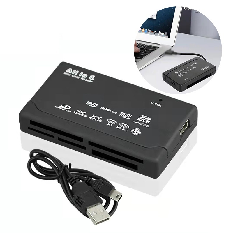 แบบพกพา Plug Play Card Reader 6 in 1 การ์ดหน่วยความจําสําหรับ SD/Micro SD/CF/XD/MS Pro/M2 การ์ด