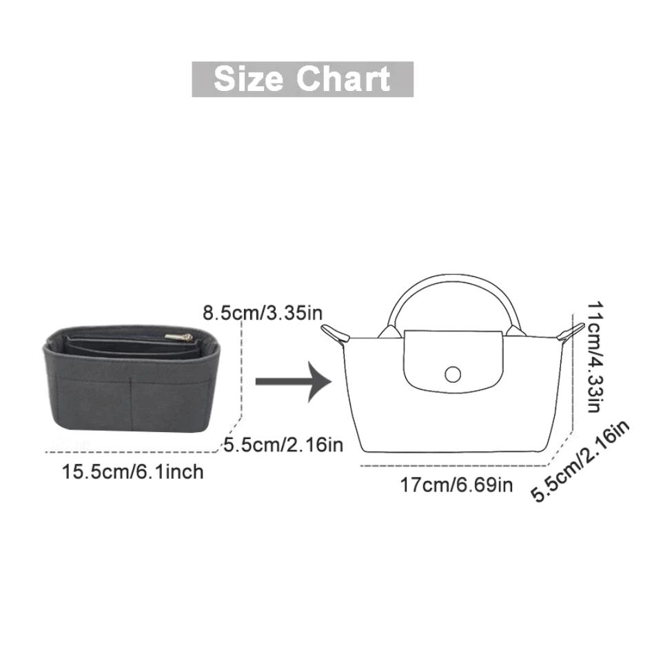 กระเป๋าจัดระเบียบ For LONGCHAMP Mini Bag Storage Bag Liner Bag Felt Purse  อุปกรณ์เสริม สําหรับเดินทาง thumbnail 7