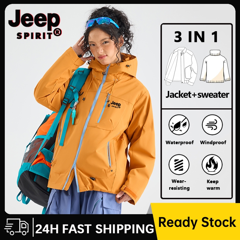 JEEP SPIRIT Winter Warm Unisex Jacket เสื้อกันลมและกันน้ําสำหรับสกีและการใช้งานหลากหลาย