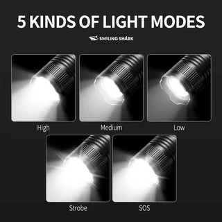 SmilingShark SD5318 ไฟฉาย led M80 10000lm ยิง 1 กม. ไฟคบเพลิง สว่างมาก ซูมได้ 5 รูปแบบ Type-C แบบชาร์จได้ กันน้ำสำหรับการเดินป่าแคมป์ปิ้ง