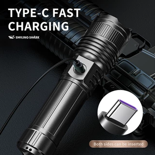 SmilingShark SD5318 ไฟฉาย led M80 10000lm ยิง 1 กม. ไฟคบเพลิง สว่างมาก ซูมได้ 5 รูปแบบ Type-C แบบชาร์จได้ กันน้ำสำหรับการเดินป่าแคมป์ปิ้ง