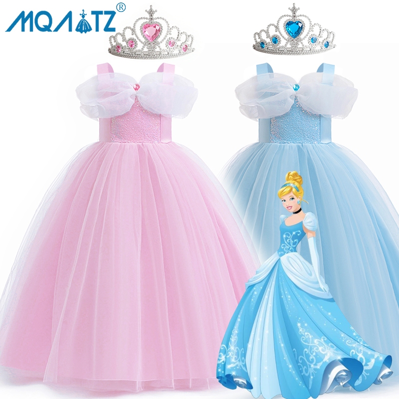 ชุดคอสเพลย์ยาวสำหรับเด็ก ดีไซน์ A-line สีฟ้าและชมพู เหมาะสำหรับงานเลี้ยงวันเกิด ASMR085