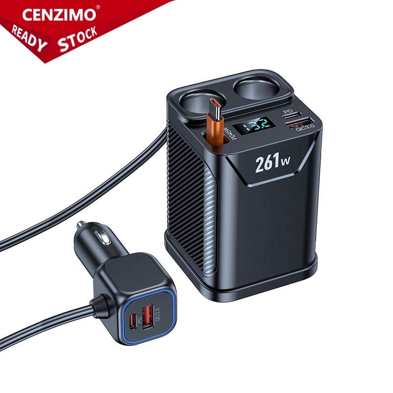 Retractable Car Charger,7 in 1 Fast Car Charging 261W รถบรรทุกอุปกรณ์เสริมสําหรับ Travel Essentials 