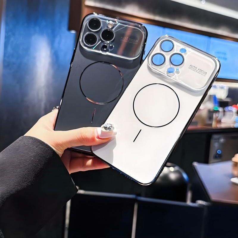 Matte PC Hard case Design17 หน้าต่างขนาดใหญ่ สีดํา เคส เข้ากันได้ For iPhone 13 14 15 16 Pro Max กรณีแก้วเลนส์ฟิล์มป้องกันกรณี