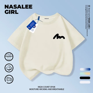【ส่งของในวันเดียวกัน】เสื้อยืดแขนสั้นเด็ก NASA เนื้อฝ้ายสีฟ้าอ่อน ระบายอากาศดี ลายเส้นเรียบง่าย ใส่ได้ทั้งเด็กชาย-เด็กหญิง สไตล์เก๋ไก๋ เนี้ยบๆ ใส่ได้ทุกโอกาส