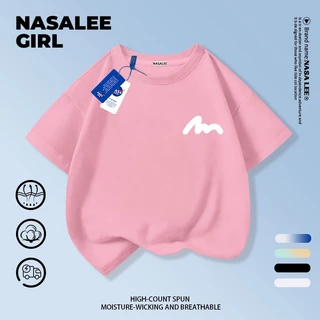 【ส่งของในวันเดียวกัน】เสื้อยืดแขนสั้นเด็ก NASA เนื้อฝ้ายสีฟ้าอ่อน ระบายอากาศดี ลายเส้นเรียบง่าย ใส่ได้ทั้งเด็กชาย-เด็กหญิง สไตล์เก๋ไก๋ เนี้ยบๆ ใส่ได้ทุกโอกาส