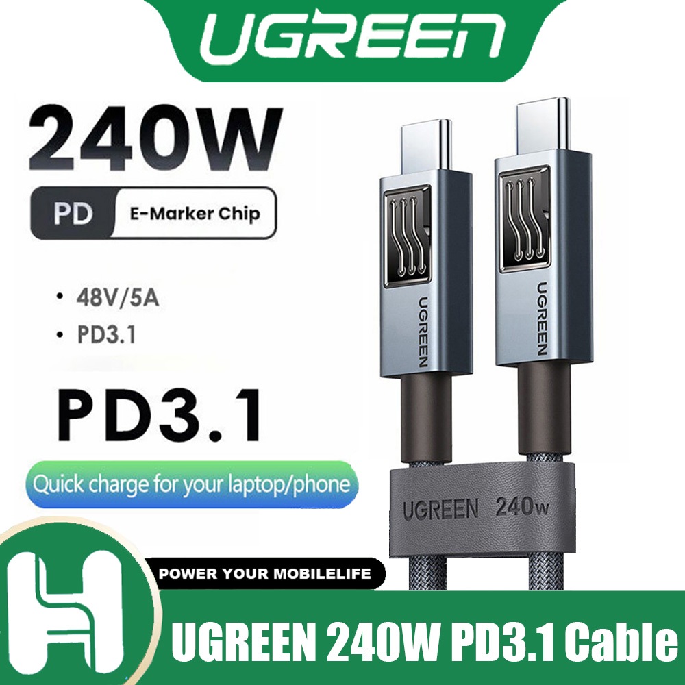 UGREEN สาย 240W PD3.1 48V 5A Type C ถึง Type C ชาร์จเร็ว