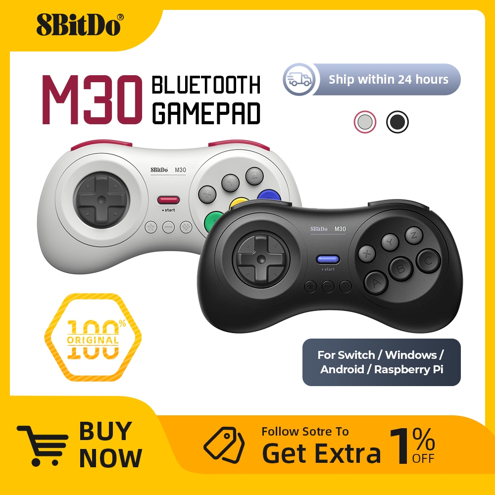8BitDo M30 2.4G Wireless Gamepad สําหรับ Sega Genesis Mega ไดรฟ์ Analogue Mega เกมคอนโซลเกม Controll