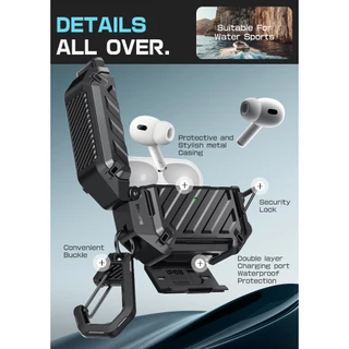 SUPCASE UB Pro สําหรับ AirPods Pro 3 กรณีล็อค Carabiner IP68 กันน้ําเกรดทหารป้องกันรองรับไร้สายชาร์จ Anti Scratch Hard Shell สําหรับ AirPods Pro 3rd Gen