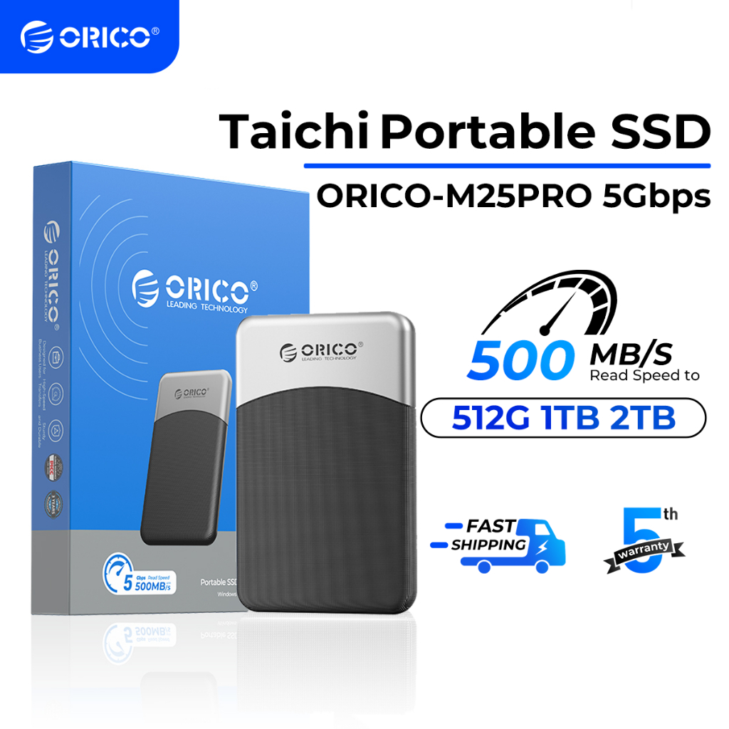 ORICO 1TB 2TB ภายนอก SSD USB 3.2 Gen 1 Type C 460MB/s External Portable SSD for iPhone 17 (M25Pro)