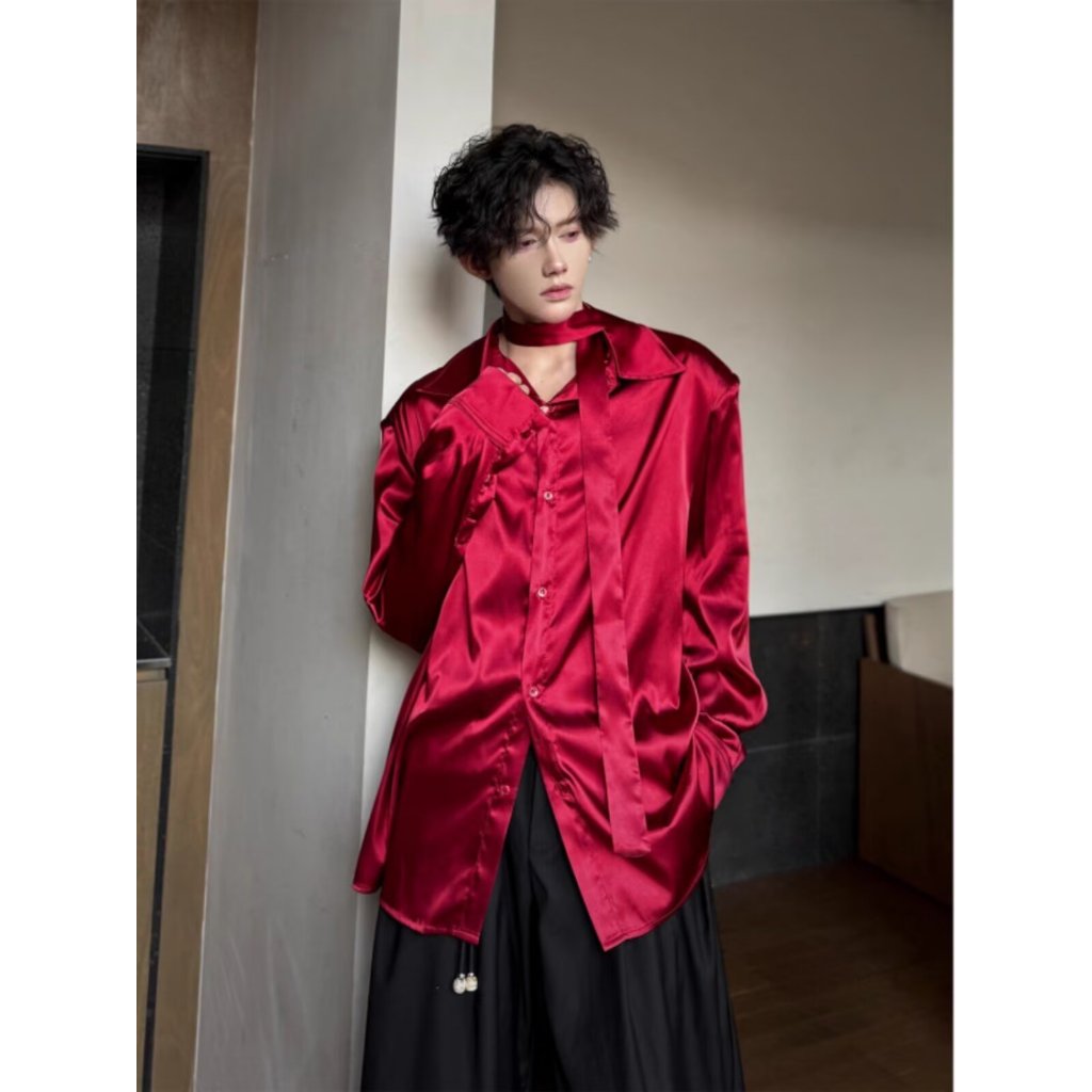 สูทและเสื้อซอกเอวสำหรับฤดูใบไม้ร่วง สไตล์คลาสสิกสีแดง เหมาะสำหรับทั้งชายและหญิง