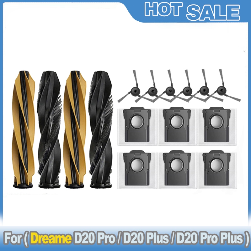 เหมาะสําหรับ (Dreame D20 Pro/D20 Plus/D20 Pro Plus) อุปกรณ์เสริมแปรงหลักแปรงด้านข้างถุงเก็บฝุ่น