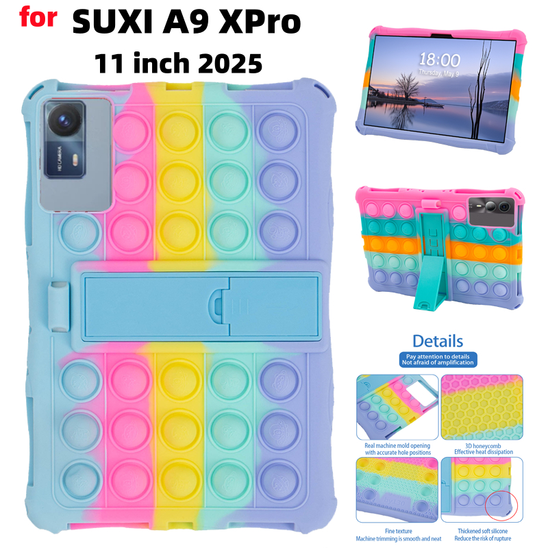 สําหรับ SUXI A9 XPro 11 นิ้ว 2025 กรณี Ajustable Stand กันกระแทกแท็บเล็ตซิลิโคนอ่อนนุ่ม Push Bubble 