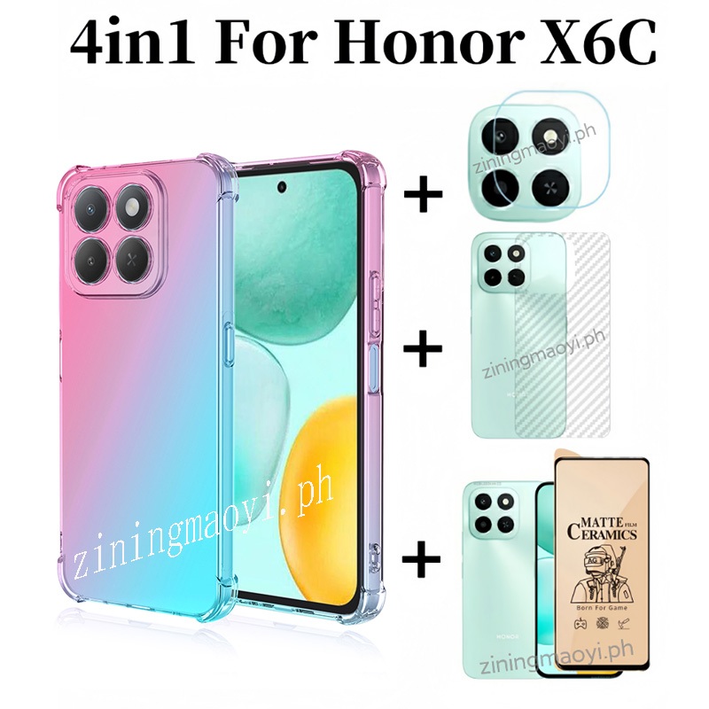 [สต๊อกพร้อม] 4in1 Honor X6C เคสโทรศัพท์กันกระแทกสีไล่ระดับสีสําหรับ Honor X7C X8C X6B X7B X8B + ฟิล์
