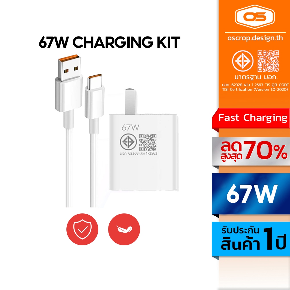 120W 67W 33W หัวชาร์จ +สายชาร์จ 6A สำหรับ USB Type C รองรับ Quick Charge