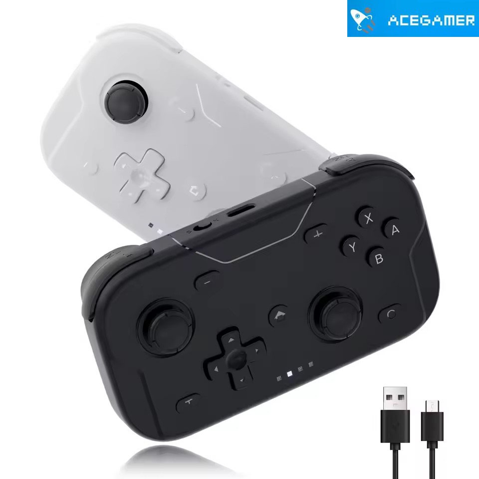 AceGamer คอนโทรลเลอร์กระเป๋าไร้สายสําหรับ Switch/Switch2/Android/iOS/PC/Steamdeck บลูทูธ Gamepad พร้อมจอยสติ๊ก Gyroscope 6 แกน