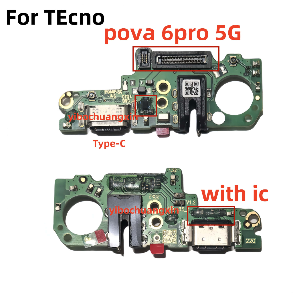 แพรตูดชาร์จ Tecno Pova 6 Pro 5G LI9 USB Charging Port Board Flex Cable พร้อม IC