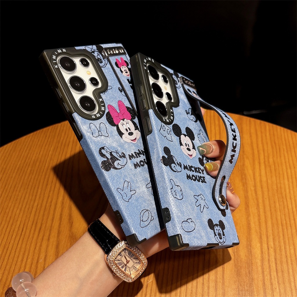 คอร์เทกซ์ ลายคาวบอย การ์ตูนน่ารัก Mickey & Minnie Magnetic แถบข้อมือ เคส Samsung Galaxy S26 Ultra S25 Ultra S25 Plus S25 S24 Ultra S24 Plus S24 S23 Ultra S22Ultra Case เคสโทรศัพท์ใหม่ ขอบซิลิโคนอ่อนขอบป้องกันการตก เคสมือถือซัมซุง