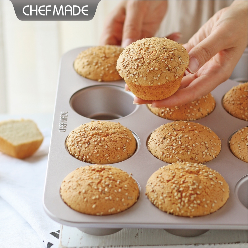 CHEFMADE 12 ถ ้ วย ไม่ติดกระทะ มัฟฟินกระทะขนมปังเค ้ กเบเกอรี ่ แม ่ พิมพ ์ ถาดอบเบเกอรี ่ เครื ่ องมือ WK9067/WK9298