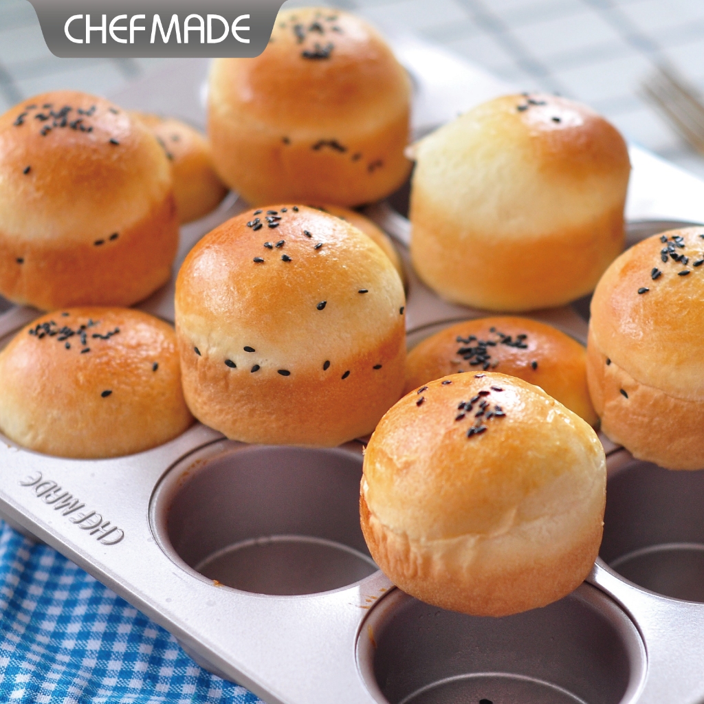 CHEFMADE ถาดแม่พิมพ์ 12 ช่อง ไม่เหนียวติด สําหรับทํามัฟฟิน ขนมปัง เค้ก เบเกอรี่ WK9846