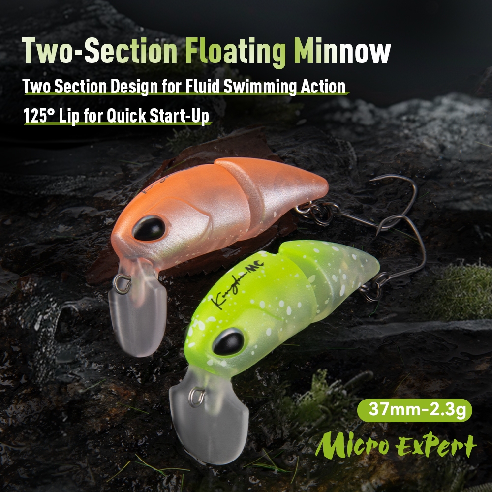 Kingdom สองส่วน Minnow Fishing Lure 2.3g 37 มม.ลอย Topwater เหยื่อ Hard เหยื่อ ABS ตกปลาเหยื่อแข็งประดิษฐ์ Crankbaits Tackle ปลาเทราท์สําหรับเบส Pike