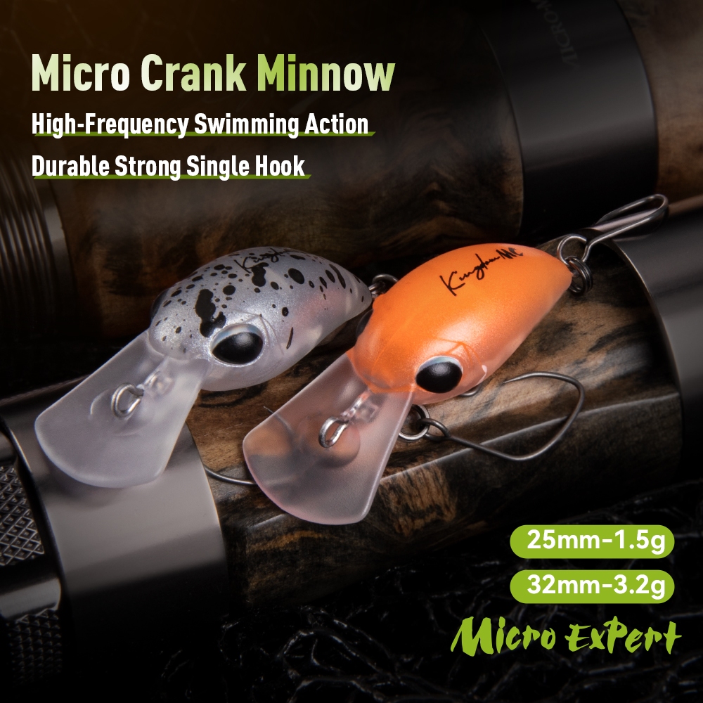 Kingdom Micro Crank Minnow Fishing Lure 1.5g/25mm 3.2g/32mm Floating Topwater เหยื่อ Hard เหยื่อ ABS