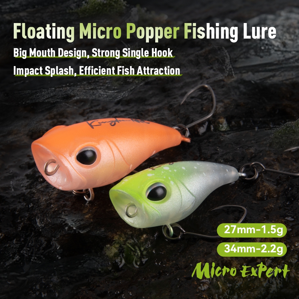 Kingdom Micro Popper Fishing Lure 1.5g/27 มม.2.2g/34 มม.ลอย Topwater เหยื่อ Hard เหยื่อ ABS ตกปลาประ