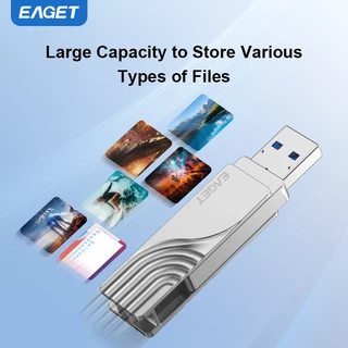 EAGET แฟลชไดรฟ์ USB Type-C ถึง USB 3.2 อินเทอร์เฟซคู่ USB 32GB 64GB 128GB 256GB แฟลชไดรฟ์โลหะสําหรับโทรศัพท์/แท็บเล็ต/MacBook/PC/TV/Car